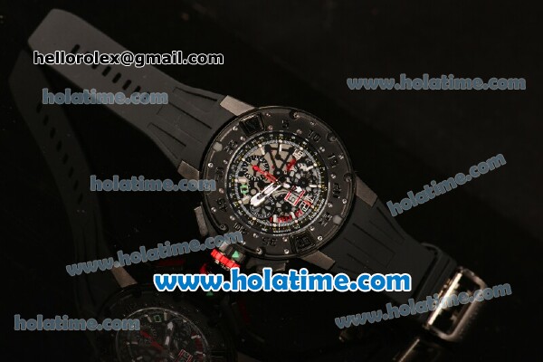 Richard Mille RM032 Chrono Swiss Valjoux 7750 Automatic PVD Case with Skeleton Dial and White Markers - Click Image to Close